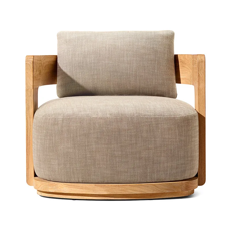 

Open-air balcony Leisure log furniture combination Nordic teak lounge chair coffee table