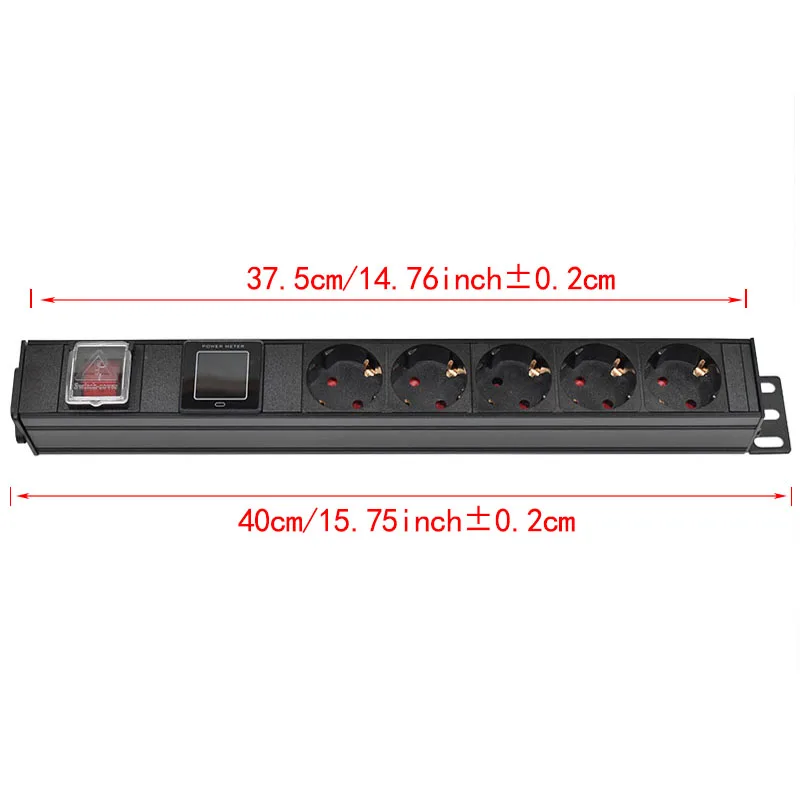 16A German standard Socket C14 port PDU Power Strip Engineering Network Cabinet 5 Way EU output jack ammeter digital display