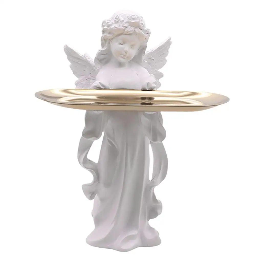Angel Sculpture Vanity Tray Decorative for Perfum, Jewelry Makeup Bracelet Earings Storage Bathroom Bedroom Dressing Decoration
