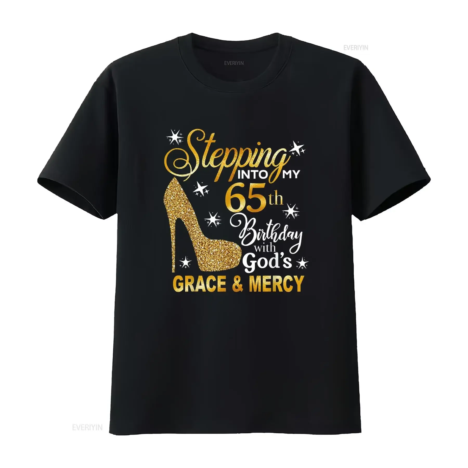 

Stepping into my 65th birthday with God s grace Mercy T Shirt vintage Washed homme streetwear fashion Slightly Soft