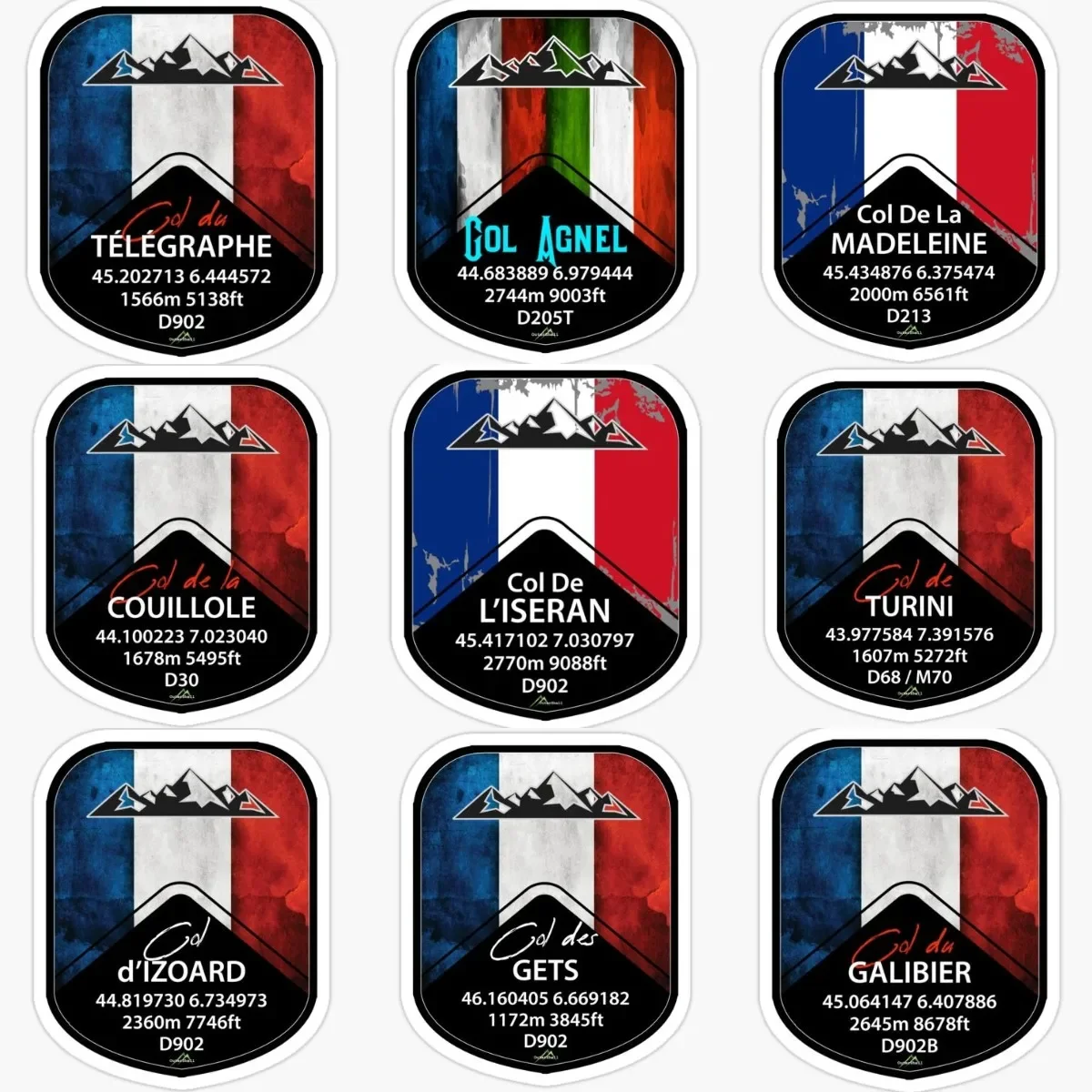 

Col De La French Cities Cycle and Motorcycle Old School Badge Sticker for Decorate Car Helmet Truck Van Bicycle Motorcycle