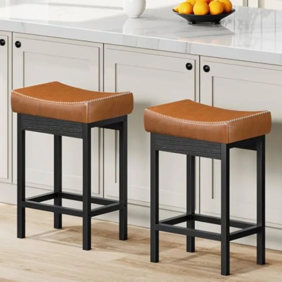 

Барные стулья, барные стулья высотой до столешницы, барные стулья с обивкой из ПУ толщиной 3,1 дюйма, барные стулья для кухонной стойки, набор из 2 барных стульев для кухни