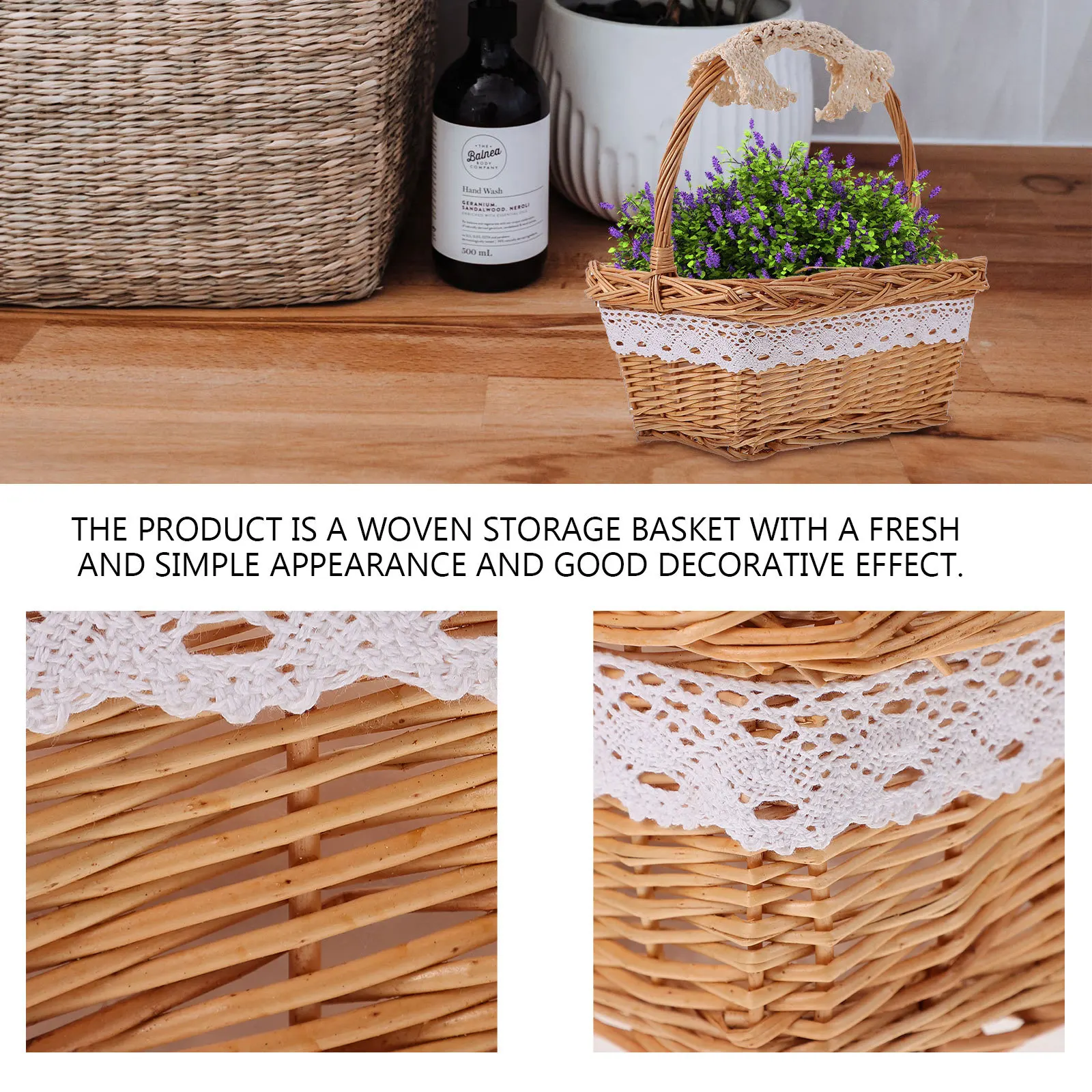 

Lightweight Bamboo Flower Basket Portable Handmade Woven Multi-Purpose Basket for Fresh Flowers Home Storage Flower Container
