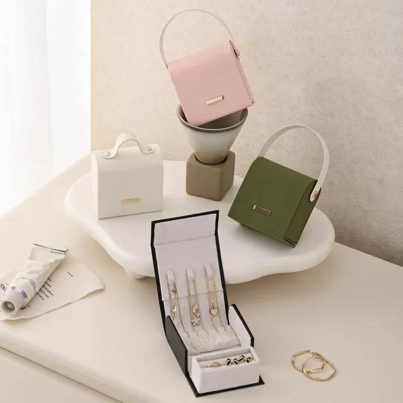 

New Portable Portable Jewelry Box Simple Contrast Color Travel Jewelry Earrings Earrings Necklace Ring Jewelry Storage Box