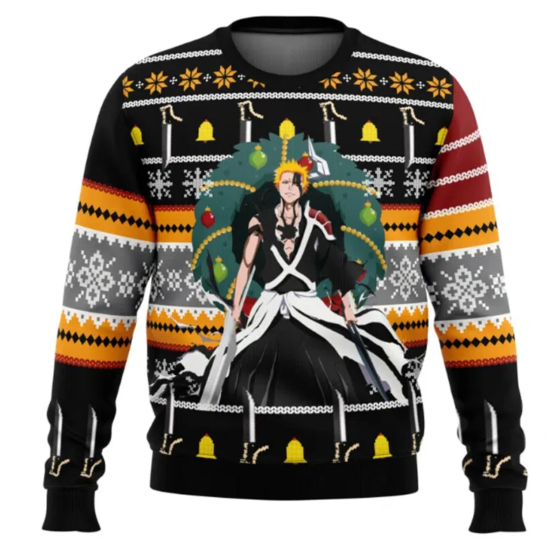 Полые Ичиго Отбеливатель Рождественский Карнавал С Рождеством для мужчин и женщин Уродливые праздничные подарки Пара толстовок с капюшоном