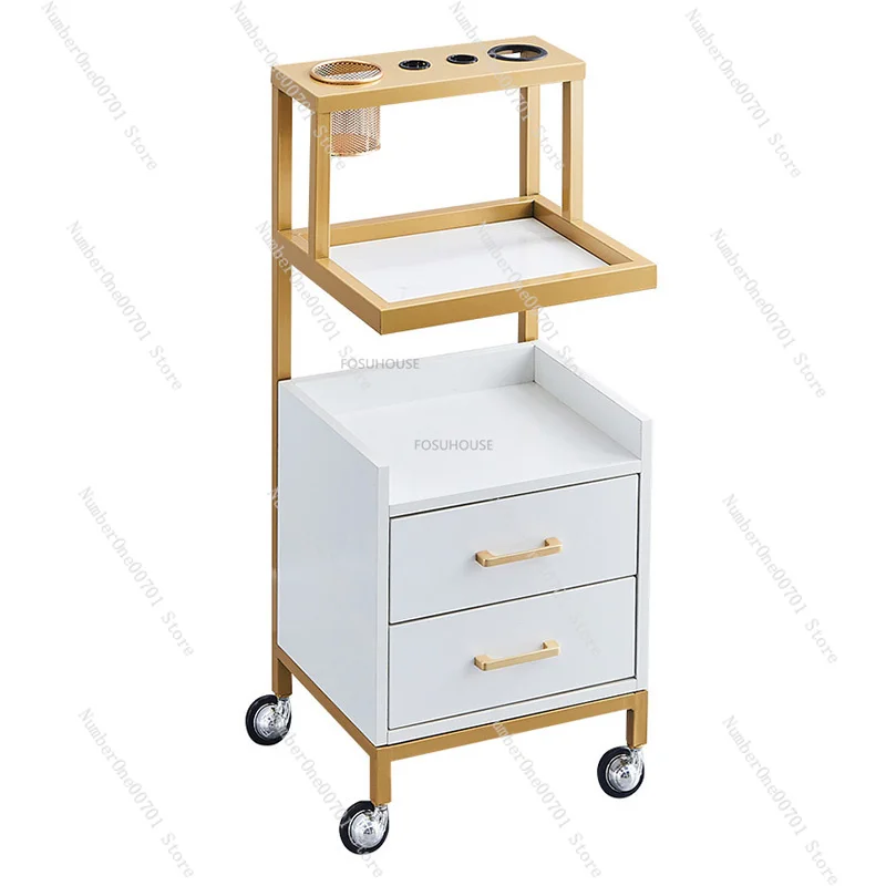 

Modern Iron Salon Trolley Barber Shop Auxiliary Cart with Wheels Storage Multifunction Salon Furniture for Beauty Salon