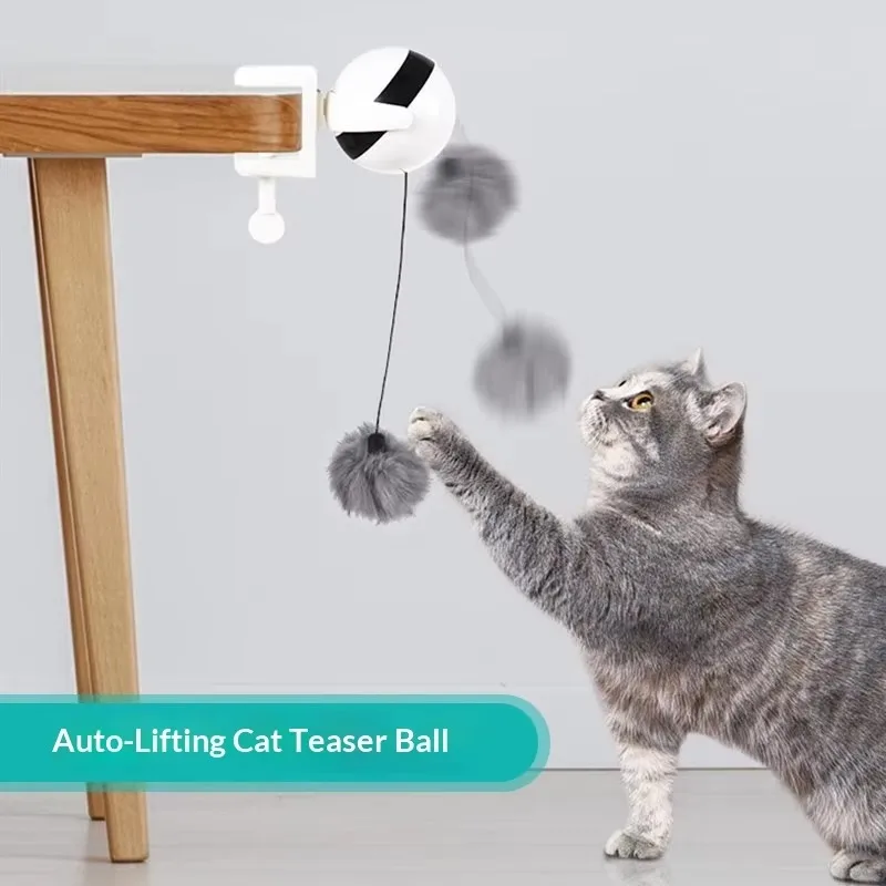 

Indoor Auto-Interactive Electric Pet Toy Robot for Cats Dogs Sustainable Plush Ball Adjustable String Clamp-Mounted Toy