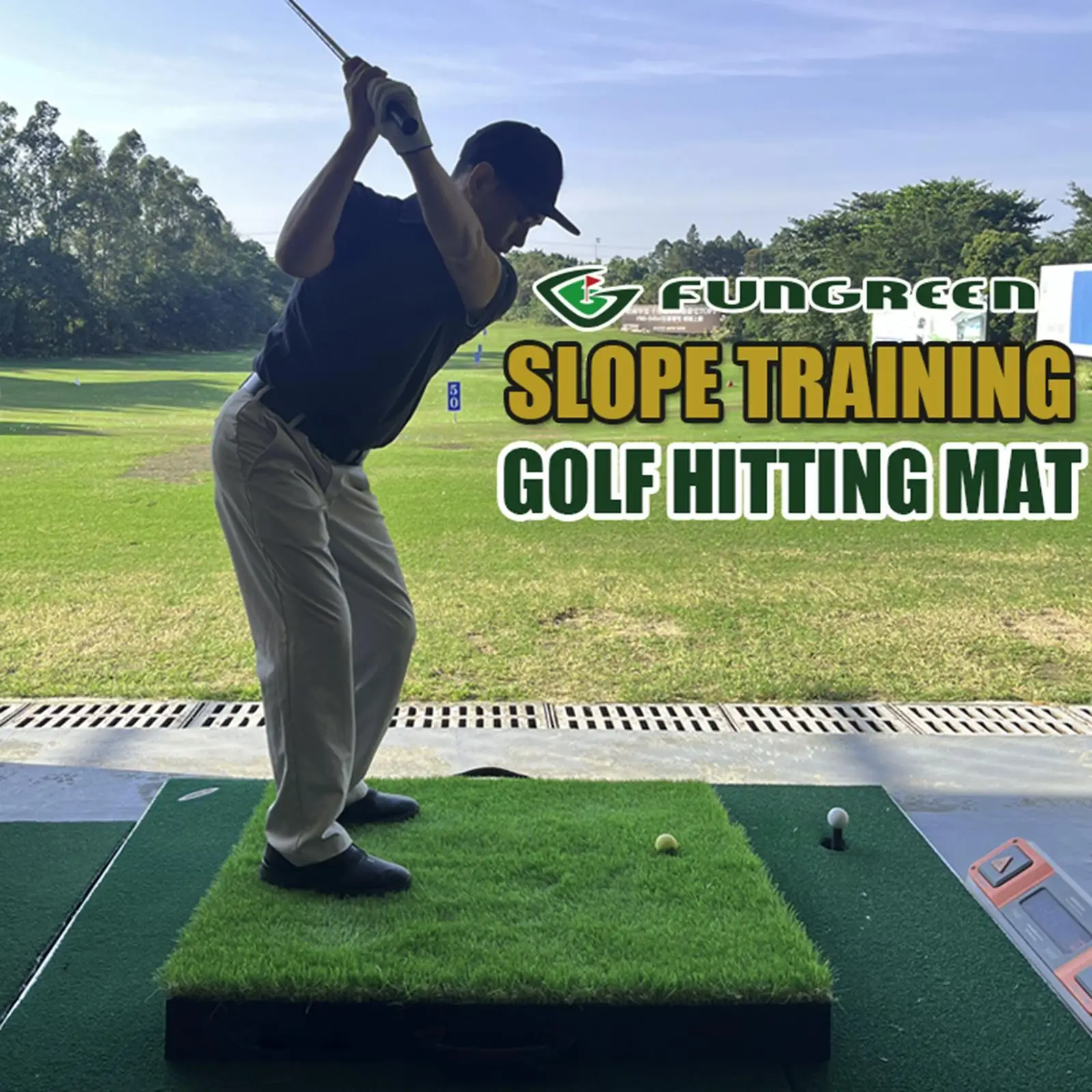 Golf Hitting Mat Training Foldable Realistic Grass Mat Golf Chipping Mat Golf Practice Mat for Game Sports Home Beginner Men