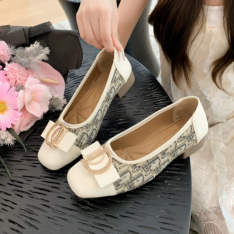 

New Ballet Shoes Leather Round Head Flat Casual Classic Breathable Style Ladies Single Shoes Designer Mary Jane Women's Shoes