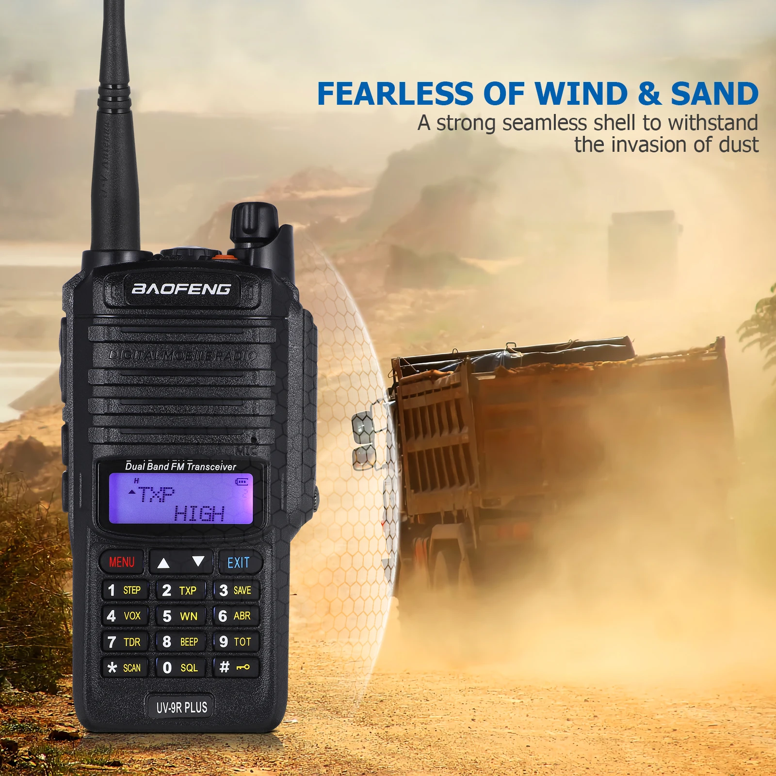 Baofeng-walkie talkie uv 9r plus, 100km de longo alcance, walkie talkie, transceptor de rádio wagawa, scanner policial, px truck