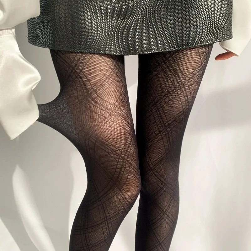 

1/3 Pairs Subcultural Punk Black Hot Girl Black Checkered Pantyhose Ultra-thin Breathable Slimming Sexy Women's Black Stockings