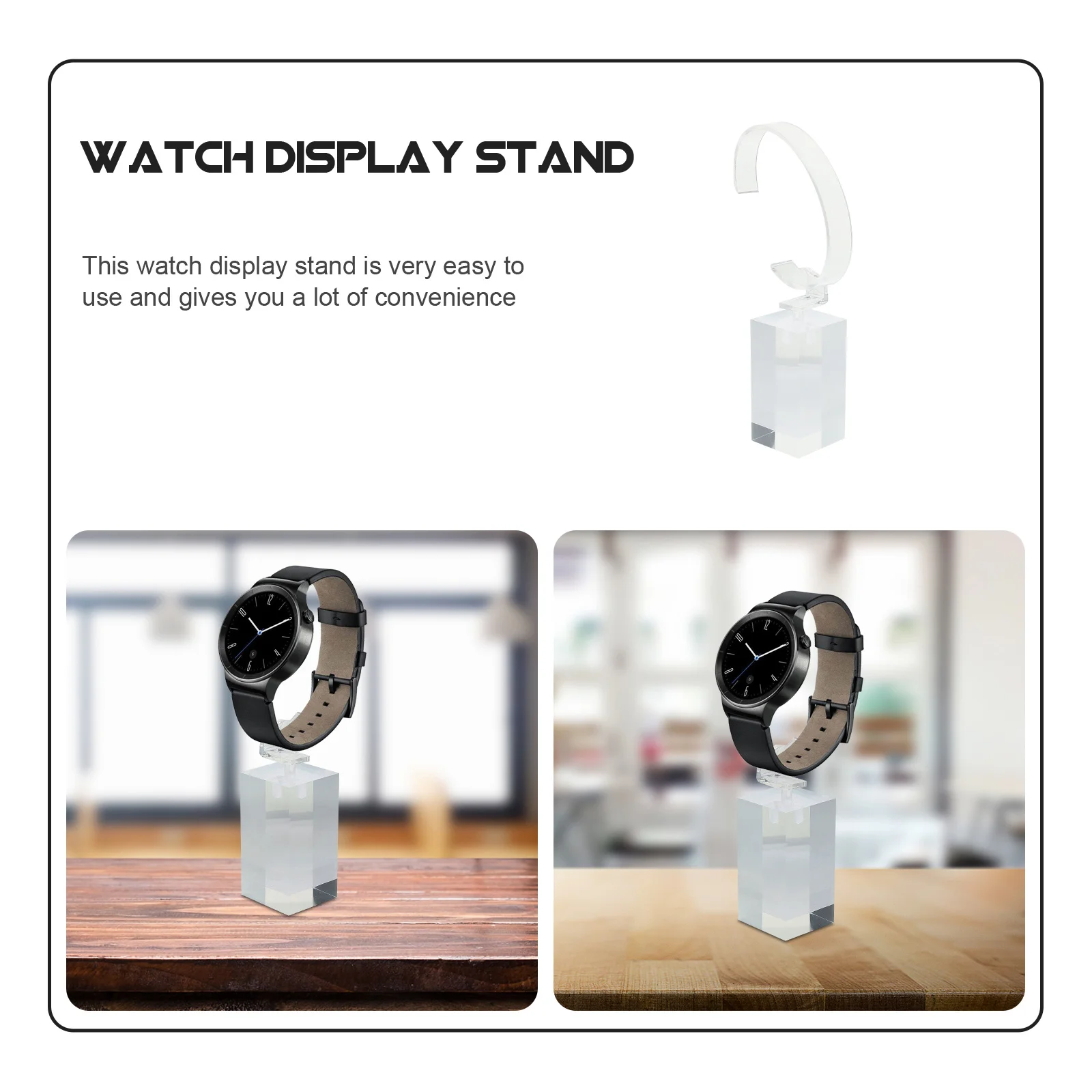

3 pcs Watch Display Stand Clear Acrylic Holder Rack Compact Transparent Watches Storage Shelves C-shaped Table Frame Jewelry