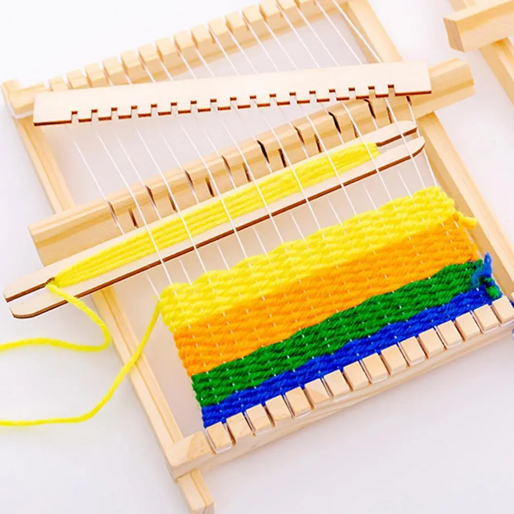 Wooden Color 1 Set Fancy Intellectual Toy Weaving Frame Loom Portable Weaving Loom Multi-craft   Nursery Gift