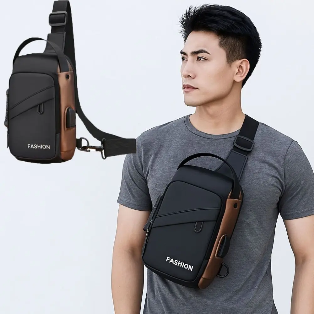 

Anti-theft Men's Chest Bag USB Charging Port Large Capacity Password Sling Bag Waterproof Adjustable Strap