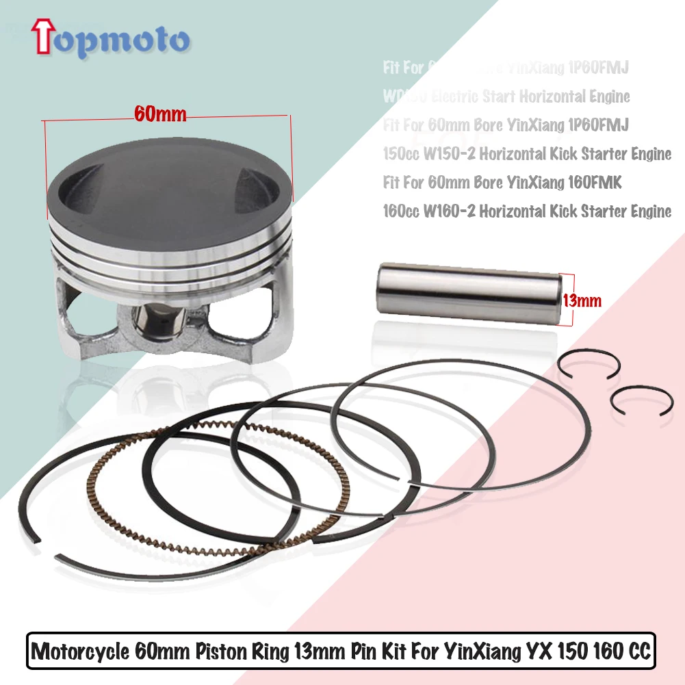 150cc 160cc Motorcycle 60mm Piston And Rings 13mm Pin Set For YinXiang YX 150 160 Engine Dirt Pit Bike ATV Quad Parts 