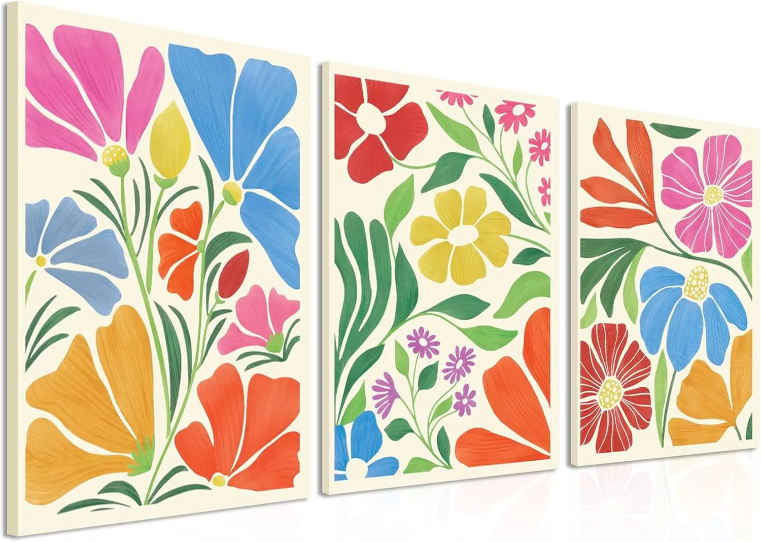 

Набор для рисования стен Yaneiro в рамке Matisse с цветными дикими цветами, винтажный Абстрактный Цветочный Холщовый постер в стиле бохо, Настенный декор