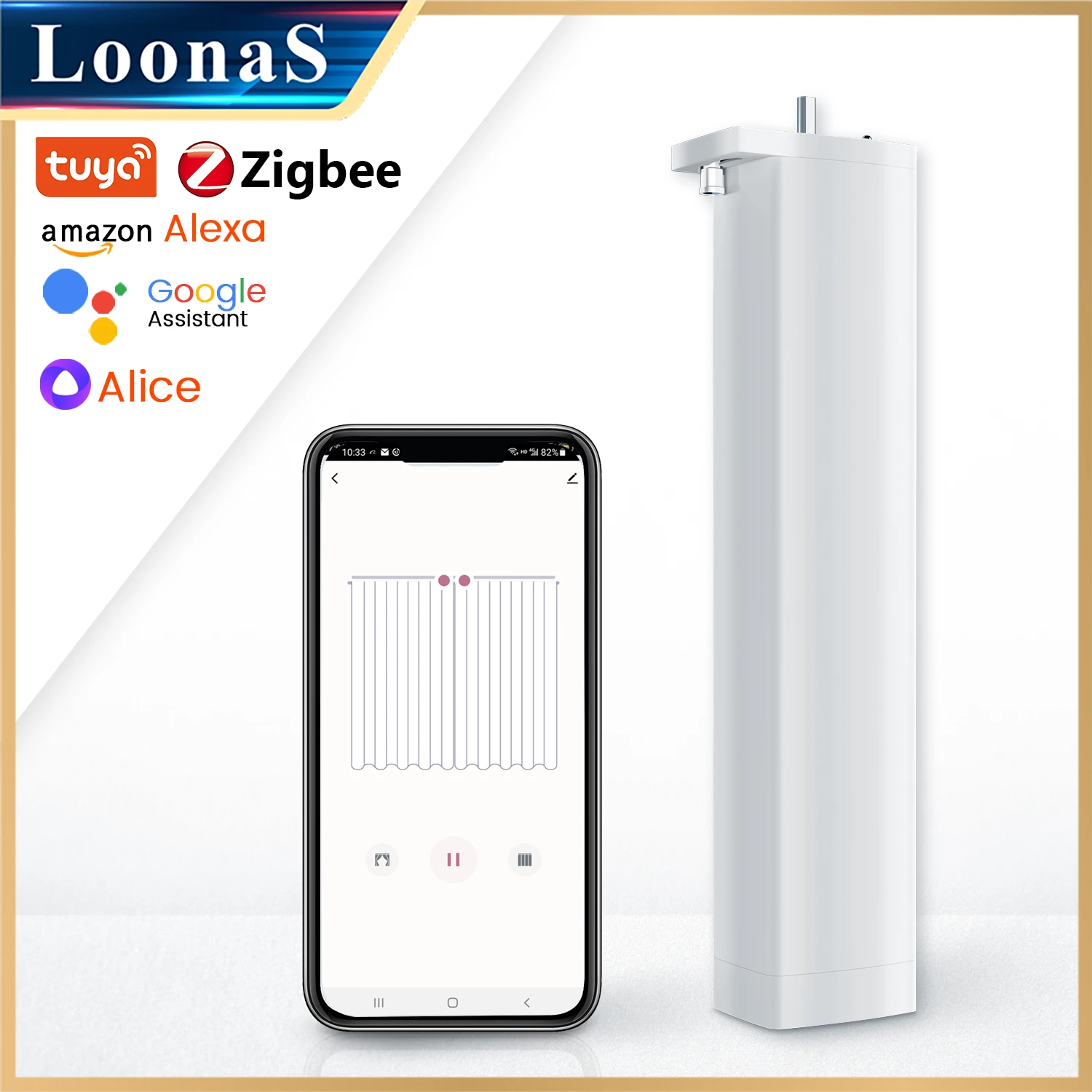 2nd G Tuya Zigbee Smart Electric Automatic Curtain Motor Control System Compatable Alexa, Google Assistant, Alice