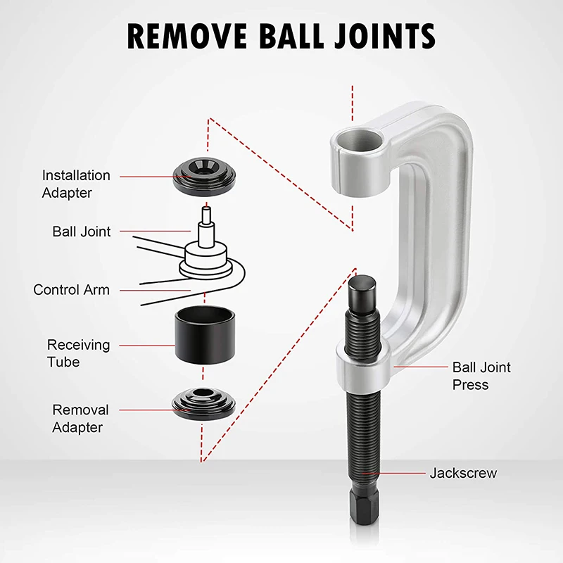 Heavy Duty Ball Joint Press & U Joint Removal Tool Kit with 4x4 Adapters VT01015