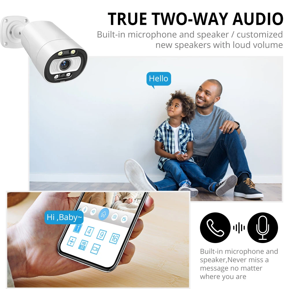 MISECU 4K 5MP POE IP Camera AI Smart Two Way Audio Outdoor Human Detect Color Night Vision Home Recorder Surveillance Camera