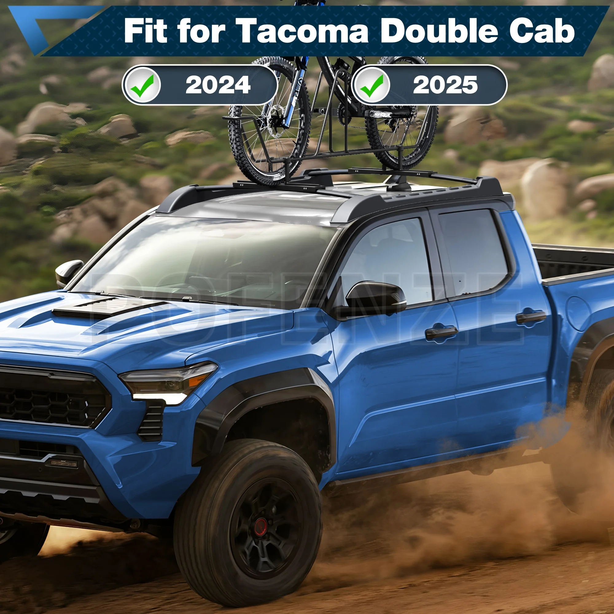 رف سقف علوي قضبان متقاطعة لـ 2024-2025 تويوتا تاكوما سلة كابينة مزدوجة حاملات البضائع حامل تخزين الأمتعة الثقيلة