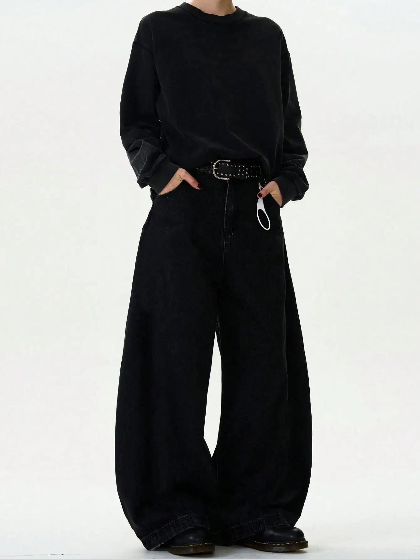 High Streets Spring Summer Men's Jeans American Baggy Wide Leg Curved Knife Denim Pants Loose Solid Color Male Trendy Trousers