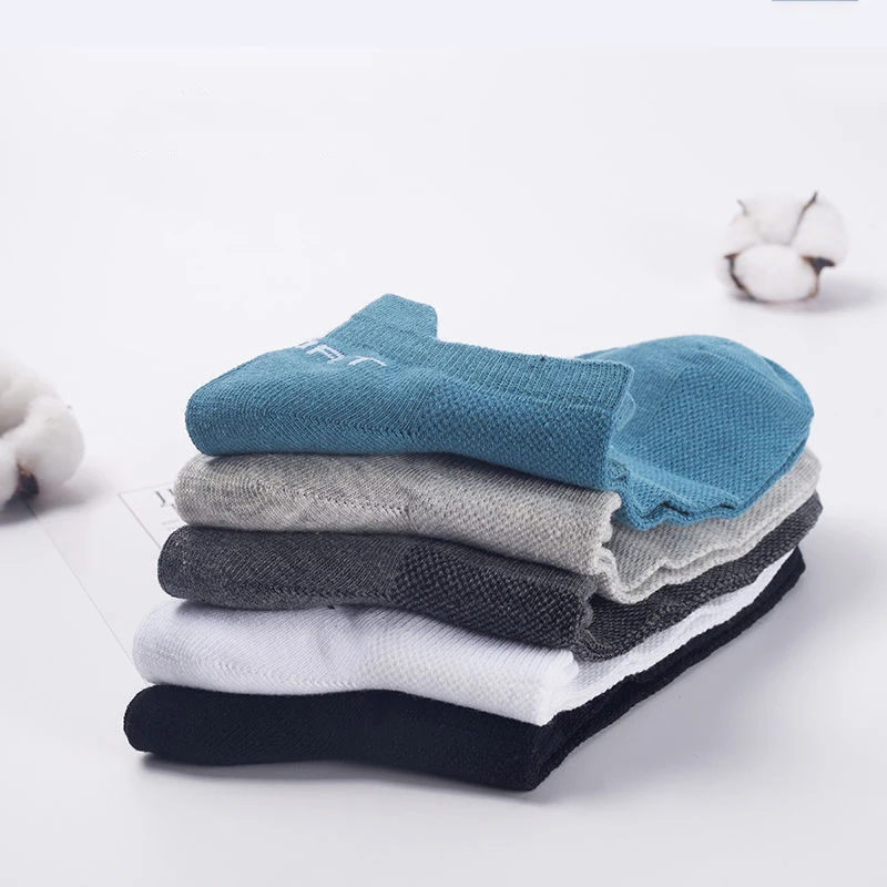 5Pairs High Quality Men Ankle Socks Breathable Cotton Sports Socks Mesh Casual Athletic Summer Thin Cut Short Sokken Size 38-42