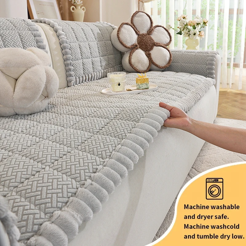 1PC-New diagonal sofa cushion for all seasons, fixed anti slip sofa cushion, one-piece straight row sofa cushion