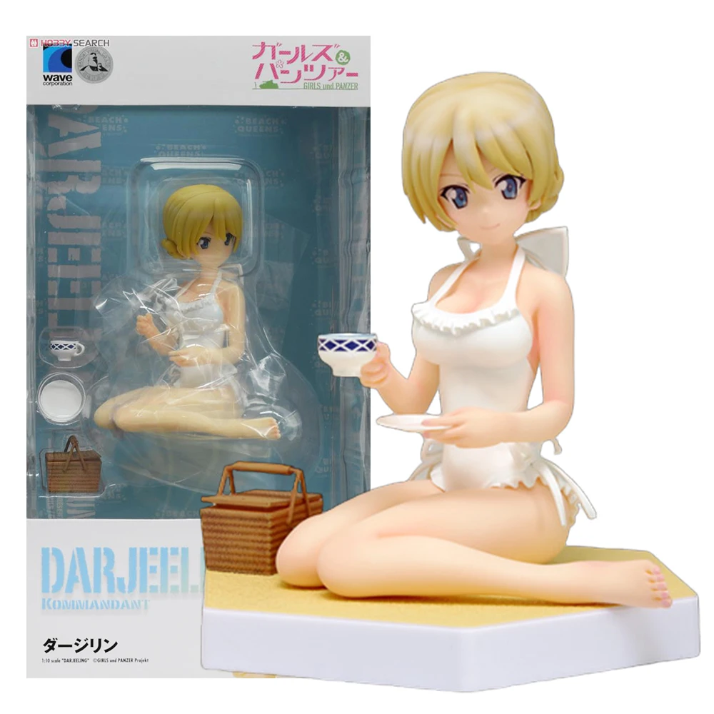 9CM Anime Mädchen und Panzer Darjeeling Figur Strand Queens 1/10 Badeanzug Szene Modell Spielzeug Puppe Action Figure PVC Geschenk
