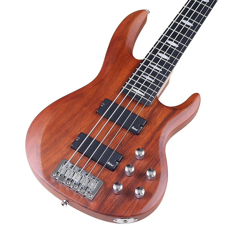 Attivo 5 corde basso elettrico 43 pollici Zebrawood Top Solid Okoume Wood Body Bass Guitar