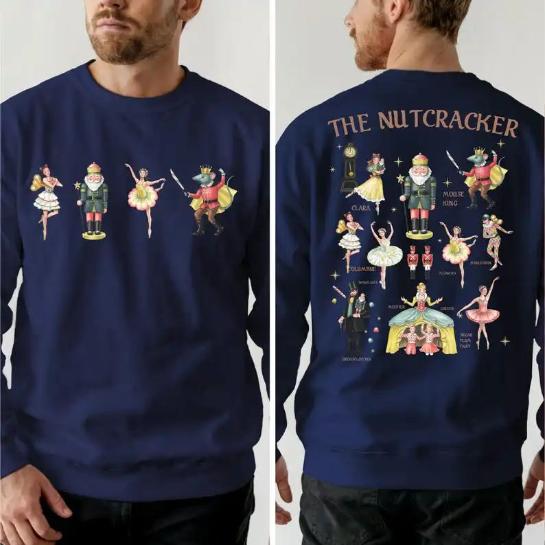 Feliz natal quebra-nozes ballet vibrações de natal moletom temporada de inverno moletom térmico manga longa agasalho feminino pulôver