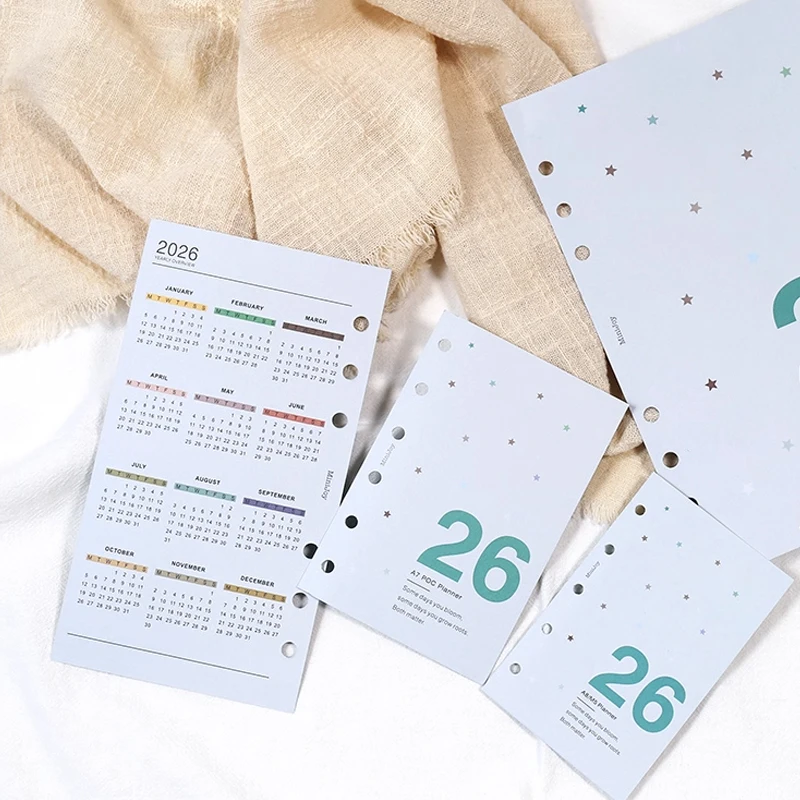 Fromthenon 6 Holes A5 A6 A7 M5 Loose-leaf Notebook Planner Journal 2026 Calendar Card Accessories Office Stationery Supplies