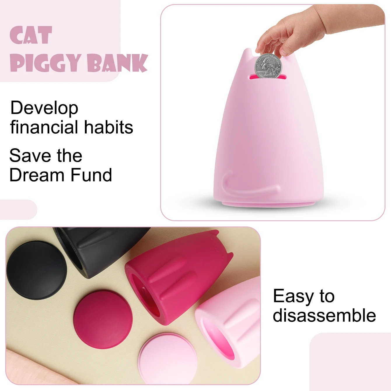 1PCS Cute Piggy Bank Silicone Cartoon Animals Money Bank For Girls And Boys Cash Collection Money Boxes Baby Shower Gifts