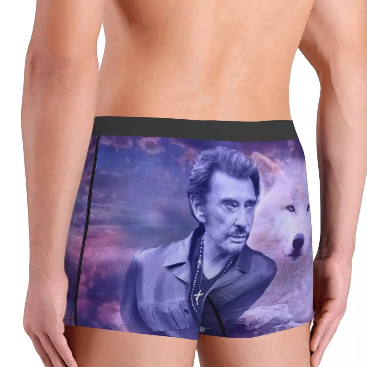 Male Cool Johnny Hallyday Underwear French Singer Rock Music Boxer Briefs Stretch Shorts Panties Underpants