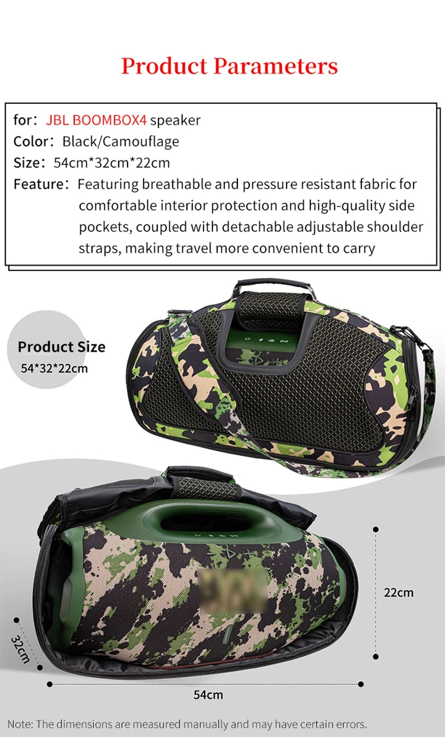 für JBL BOOMBOX4 3, tragbare transparente Lautsprechertasche für BOOMBOX 4/3, schalldurchlässige Tasche im Freien, Reise-Tragetasche – Detail 9