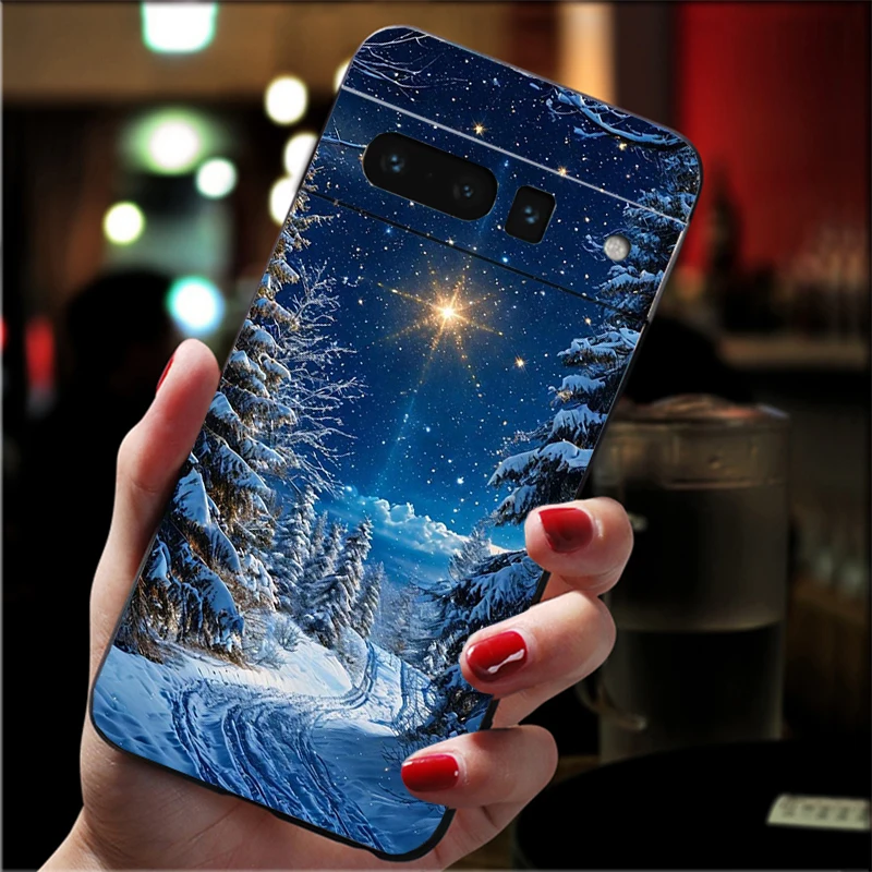 حافظة لهاتف جوجل بيكسل 10 9 Pro XL 9A 8 7 6 Pro Pixel 8A 7A 6A Pixel 8 7 6 5 ندفة الثلج لعيد الميلاد الشتوي