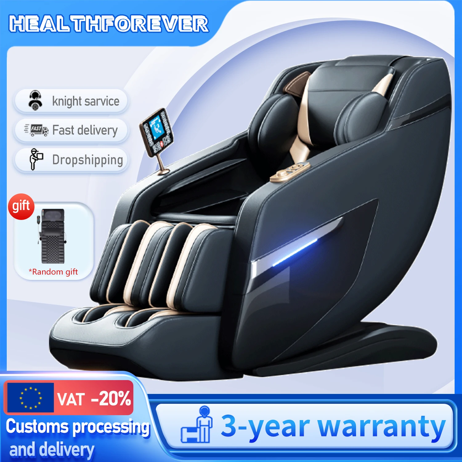 4D Massage Chair Full Body Shiatsu Recliner Extendable Footrest Zero Gravity SL Track Stretch Foot Rollers Heat massage chair