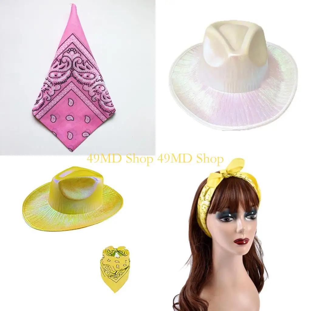 

49MD для креативного для Color Cowboy Hat the West Большая шляпа езда на велосипеде маски ковбойские джазовые для