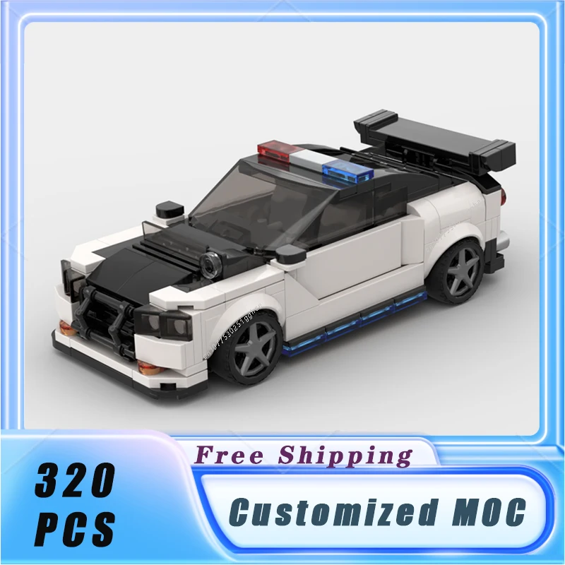 Classical  MOC 2002 Police Nissan R34 GTR Vehicle Building Blocks Assemble Model Sets DIY Children's Toys Christmas Gifts