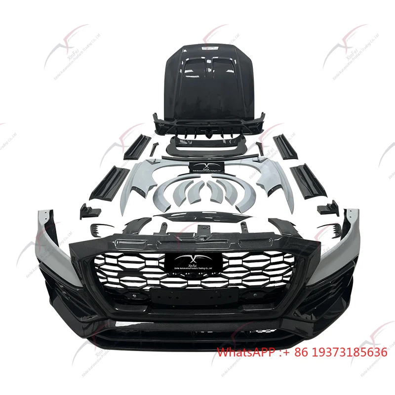 FOR Audi Q8 RS Body Kit to MSY Wide Body Kit with Front Bumper Side Skirts Rear Spoiler-New Car Modification Parts