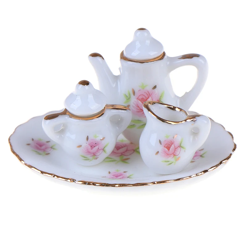 8 stuks 1/12 poppenhuis miniatuur eetwaren porseleinen theeservies schotel kopjes