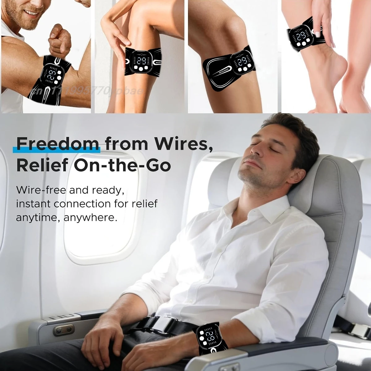 TENS EMS Massager Wireless Muscle Stimulator Portable Pain Relief Pad 10 Modes Body Relaxation With Remote Control