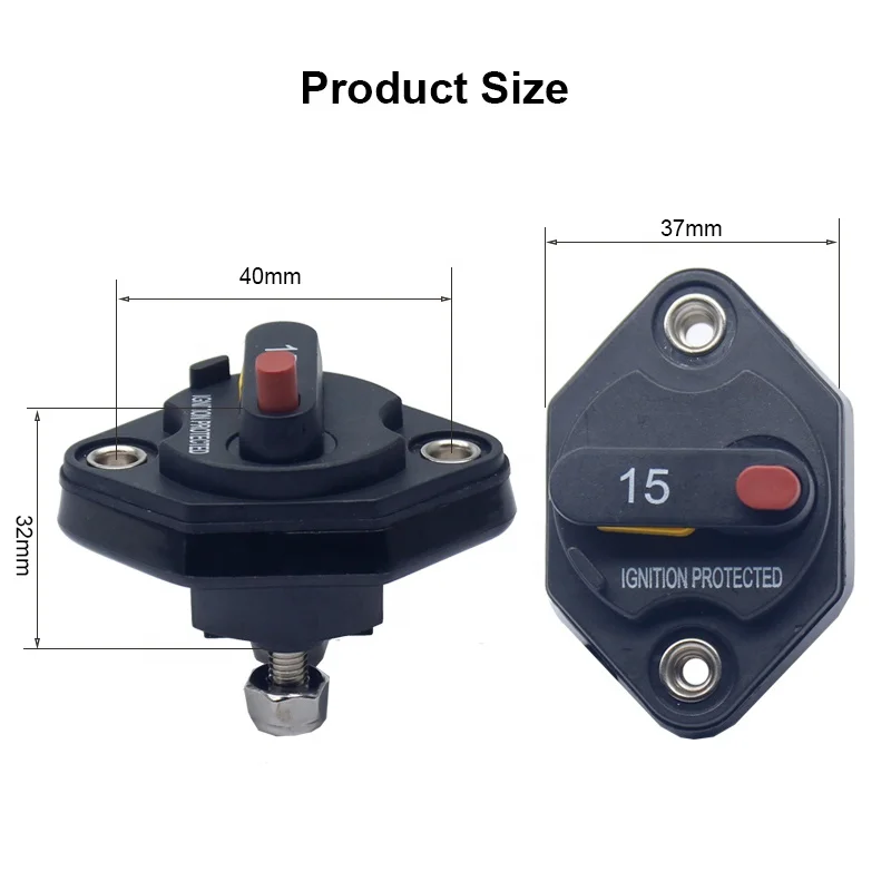 Car 10A 15A 20A 12V 32V Audio Amplifier Circuit Breaker Fuse Holder Fuse Adapter with Manual Reset Button