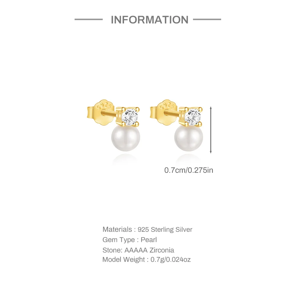 CANNER أربعة مخلب الزركون بساطتها اللؤلؤ 925 حلَق من الفضّة الاسترليني للنساء Ins الفرنسية أقراط رائعة مجوهرات #2