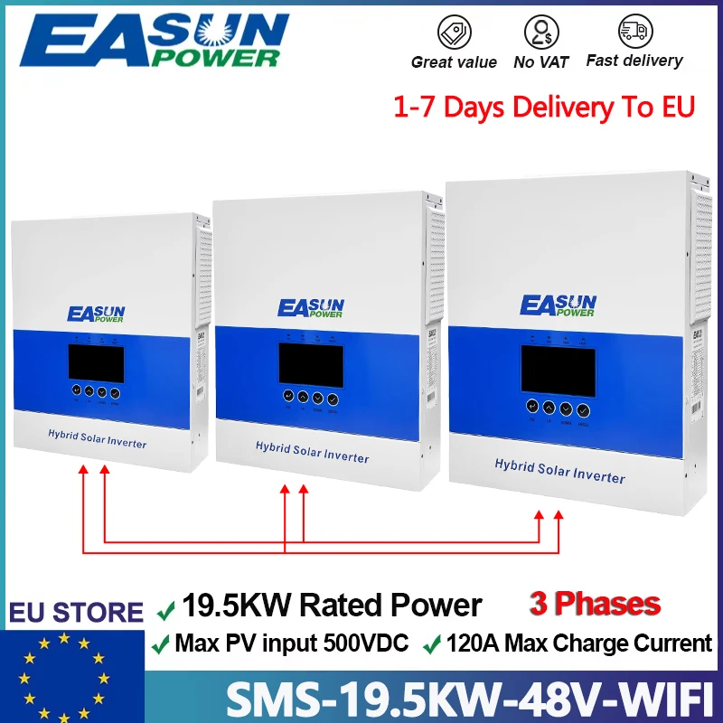 EASUN 18.6KW 12.4KW Hybride Omvormer 48V 230V 120A Mppt Lading Zuivere Sinus Off Grid omvormer Ondersteuning Parallel Met WIFI