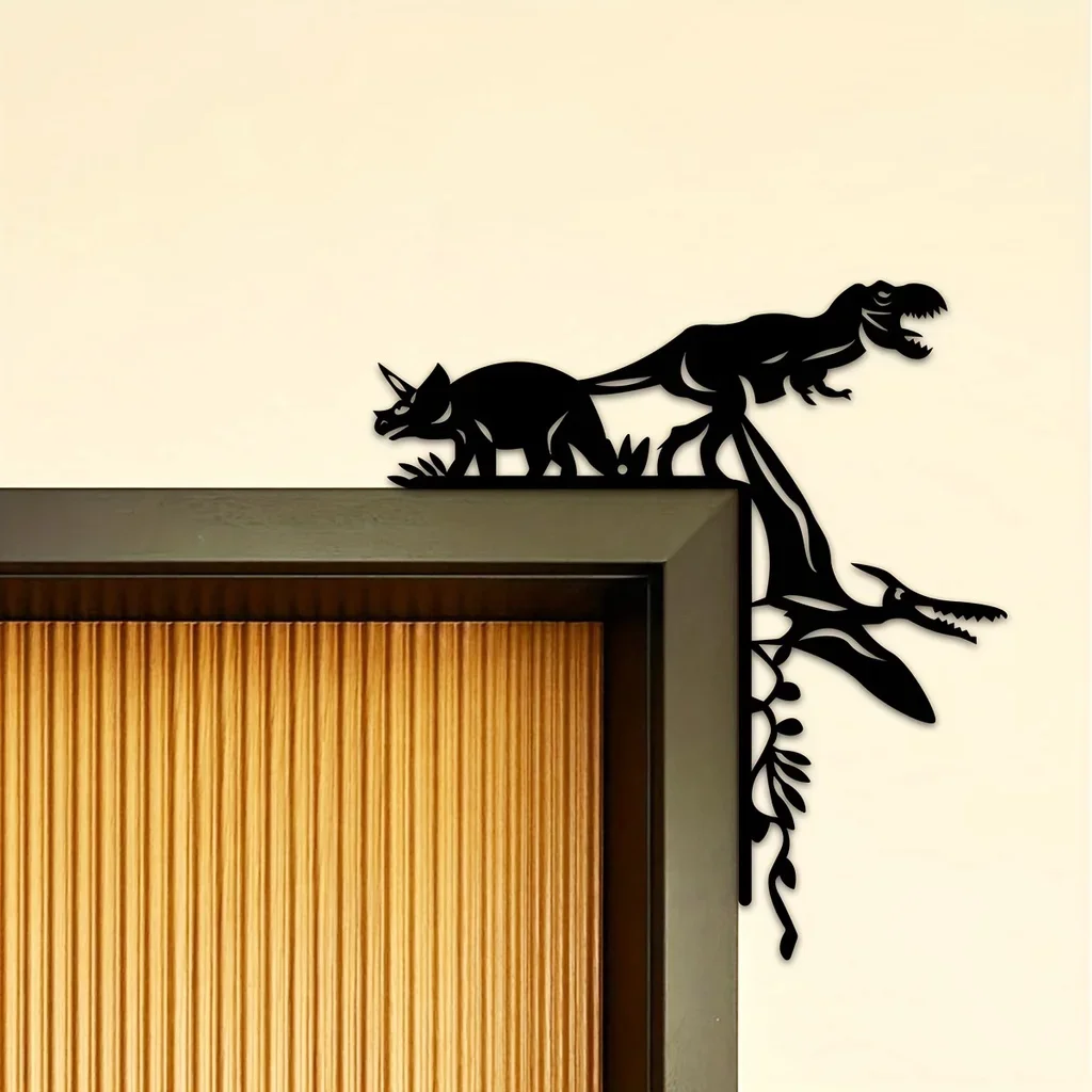 1pc Metal Dinosaur Boar Decorative Wall Sticker Door Corner Decoration Door Frame Corner Art Decoration Metal Wall Hanging