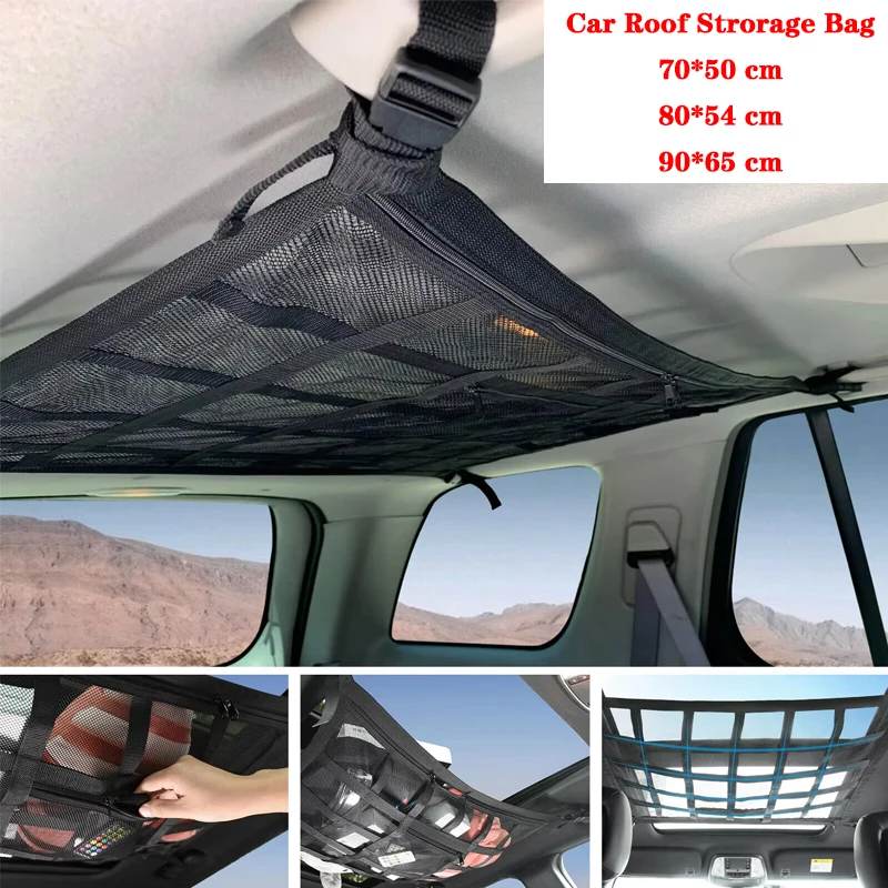 

Car Ceiling Cargo Net Strong Load-Bearing Mesh Car Roof Storage Organizer Large Capacity Space Saving Car Ceiling Net Storage