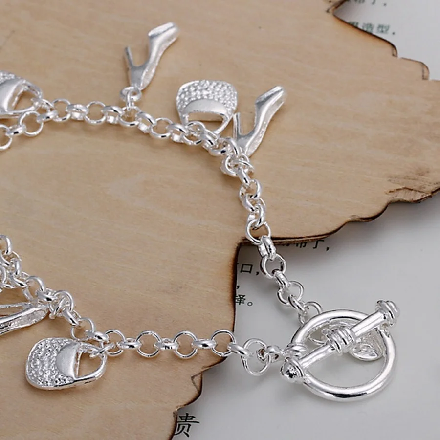 New Fashion Gift For Women Girl Beautiful High Quality Silver Color Jewelry Charm Bracelets Factory Price Free Shipping