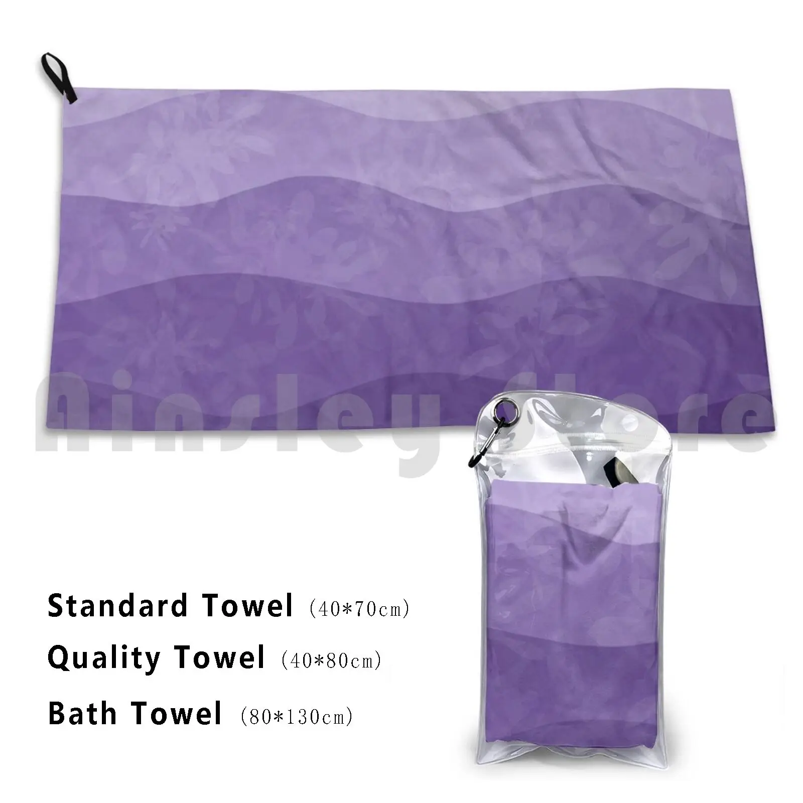 Purple Gradient Leaves Custom Towel Bath Towel Purple Leaves Plants Mermaid Background Trending Pattern