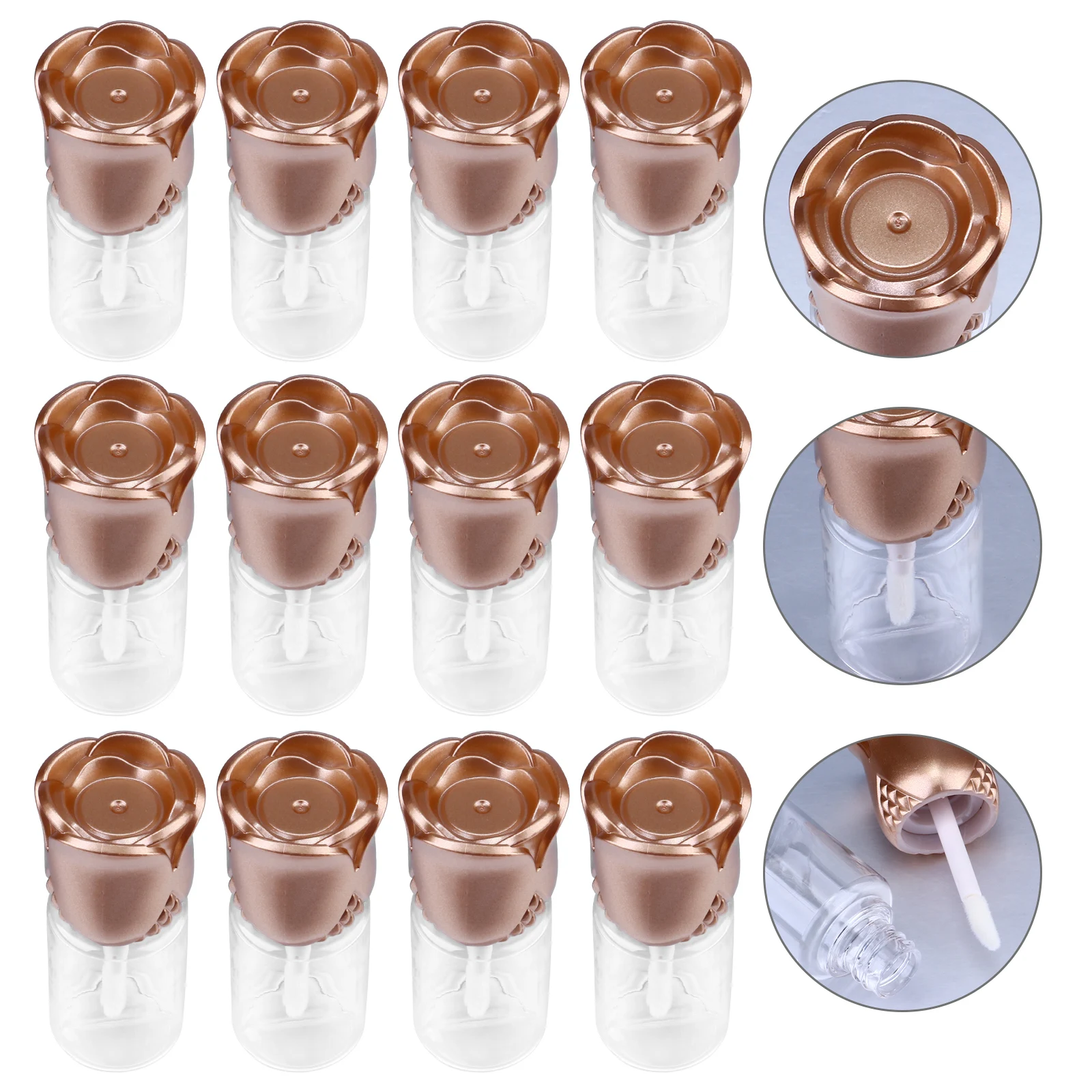 

15 Pcs Empty Gloss Tubes Refillable Container Lip Balm Bottle Rose Design Portable Plastic Balms for Lip