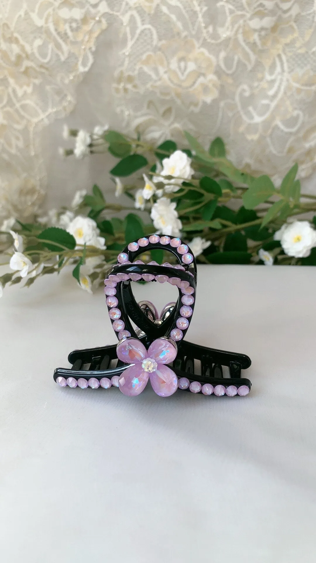 Pinces à cheveux pour femmes en acrylique et cristal, grandes pinces à cheveux florales tendance, épingles à cheveux double couche pour femmes, accessoires de coiffure